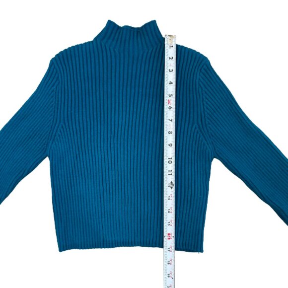 NWT Zara Turquoise Ribbed Cropped Mock Neck Sweater M NWT Viscose Blend Pullover - Picture 4 of 8